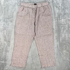 Quince Linen Tapered Pants Women's Size Large Brown Heathered Elastic Waist